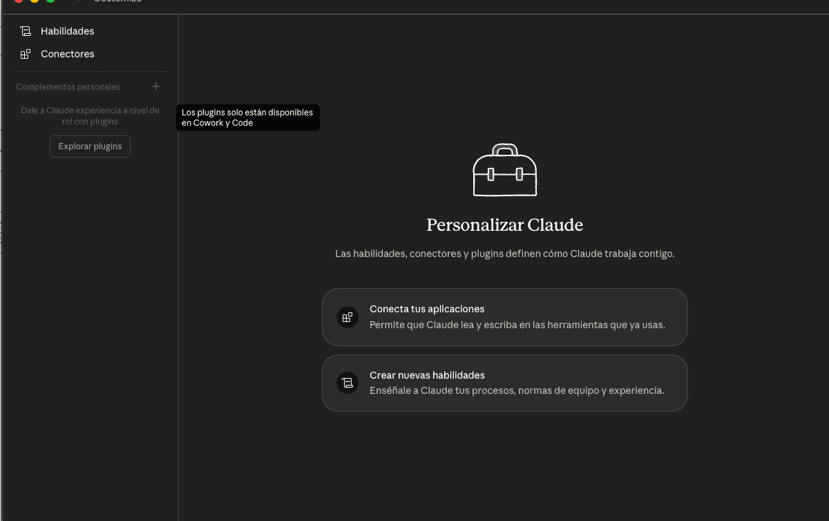 En Customize vas a ver la sección Conectores