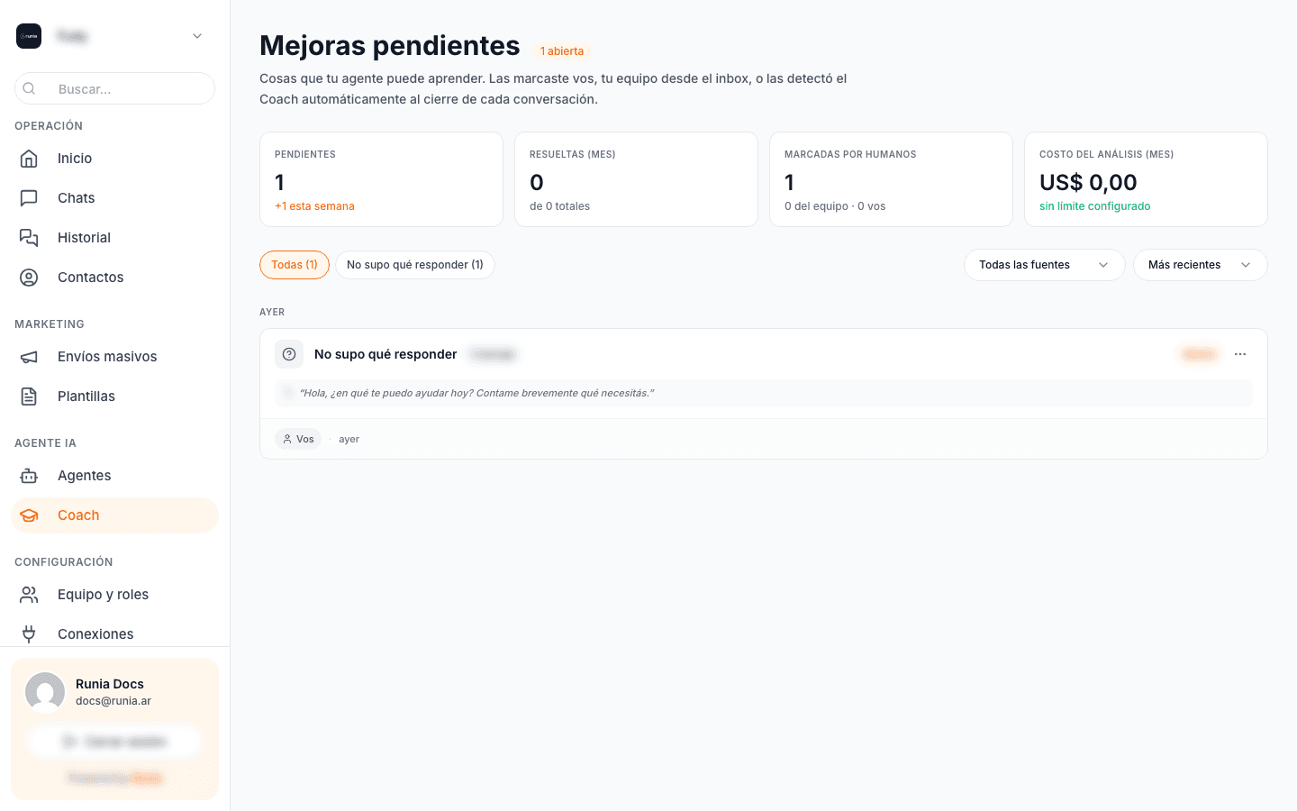 Lista de mejoras pendientes, agrupadas por fecha
